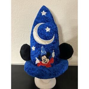 Disney Parks Mickey Mouse Blue Fantasia Sorcerer's Wizard 15” Hat with Ears